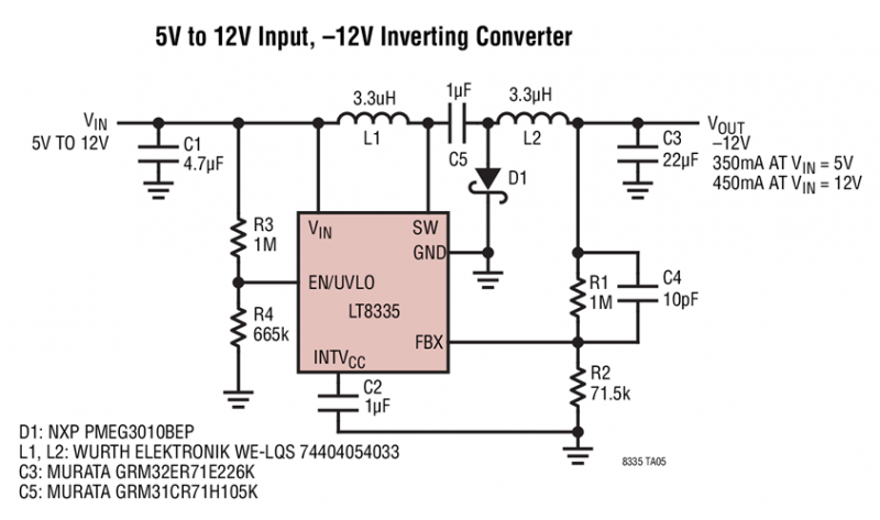 LT8335 5V to 12V Input, -12V Inverting Converter(AD) .