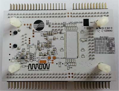 LPC4350-FET256 - первый цифровой сигнальный Cortex-M4 микроконтроллер с Cortex-M0 сопроцессором (вид сзади)