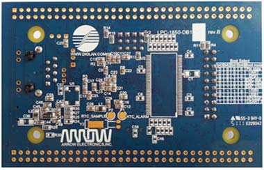 LPC1850-DB1 – макетная плата на базе высокопроизводительного Cortex-M3 микроконтроллера LPC1850FET256 от NXP. Вид снизу
