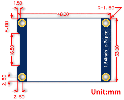 Размеры модуля 1.54inch e-Paper Module [B]